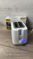 *ZANUSSI 2 SLICE TOASTER / APPEARS NEW, OPEN BOX / POWERS UP / NOT FULLY TESTED / E5