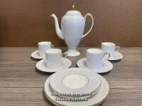 A PART WEDGWOOD BONE CHINA COFFEE SET OF FOUR CUPS, SIX SAUCERS, TWO SIDE PLATES AND COFFEE POT (13)