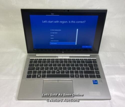 *HP ELITEBOOK 840 G8 / AX201NGW / 256GB SSD / 8GB RAM / INTEL CORE I5-1135G7 PROCESSOR @ 2.40GHZ / SN: 5CG1413WH3/ RESTORED TO FACTORY SETTINGS & RELOADED WITH WINDOWS 10 OPERATING SYSTEM - POWER UP TESTED