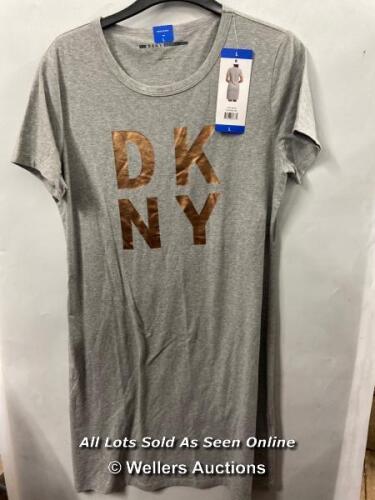 *LADIES NEW DKNY GREY T-SHIRT DRESS - L