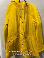 *LADIES NEW WEATHERPROOF YELLOW HOODED COAT WITH SOFT INNER PILE LINING AND LIGHT PADDING - M