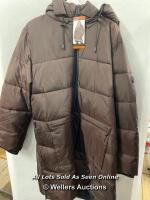 *LADIES NEW WEATHERPROOF COCOA HOODED JACKET WITH PILE LINING AND FLATERING FIT - XXL