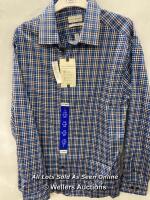 *GENTS NEW LUCKY BRAND BLUE CHECK SHIRT - 16/16.5