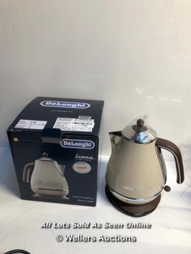 *DELONGHI KBOV3001BG VINTAGE ICONA BEIGE KETTLE / POWERS UP - NOT FULLY TESTED FOR FUNCTIONALITY [3001]