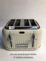 *BREVILLE VTT702 IMPRESSIONS 4 SLICE TOASTER / CREAM / POWERS UP - NOT FULLY TESTED FOR FUNCTIONALITY [3001]
