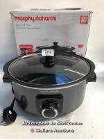 *MORPHY RICHARDS SLOW COOKER SEAR AND STEW 460012 3.5L / POWERS UP - NOT FULLY TESTED FOR FUNCTIONALITY [3001]