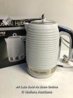 *RUSSELL HOBBS 24360 INSPIRE ELECTRIC KETTLE, 3000 W FAST BOIL, 1.7 LITRE, WHITE WITH CHROME ACCENTS / POWERS UP - NOT FULLY TESTED FOR FUNCTIONALITY [3001]