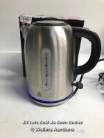 *RUSSELL HOBBS BUCKINGHAM QUIET BOIL 1.7 L 3000 W KETTLE 20460 - BRUSHED STAINLESS STEEL SILVER / SIGNS OF WARE / POWERS UP - NOT FULLY TESTED FOR FUNCTIONALITY [3001]