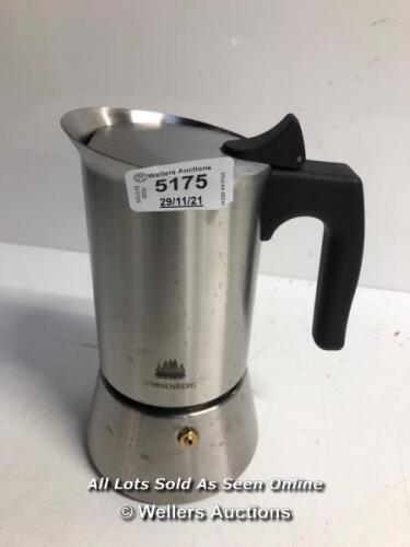 *GROENENBERG ESPRESSO MAKER, MOKA POT INDUCTION, 4-6 CUP STOVETOP COFFEE MAKER (200-300 ML) / LITTLE SIGNS OF USE / UN-TESTED [3001]