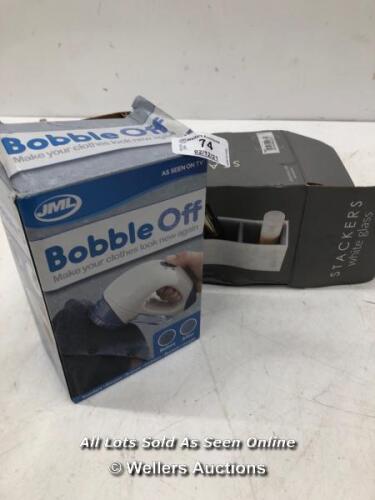 *LOT OF JML BOBBLE OFF LINT REMOVER AND STACKING BOX / CUSTOMER RETURN