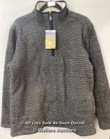 *GENTS NEW ORVIS GREY 1/4 ZIP PULLOVER FULLY LINED WITH HAND WARMER POCKETS - M