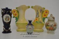 5X ASSORTED POTTERY INCLUDING ROYAL ART VASES (PAIR)