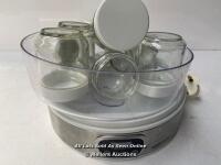 *YOGHURT MAKER WITH TIMER AND 7 JARS / POWERS UP - NOT FULLY TESTED FOR FUNCTIONALITY [3001]
