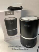*LEVOIT AIR PURIFIERS FOR HOME ALLERGIES WITH H13 TRUE HEPA FILTER, DISPLAY OFF, 3 SPEEDS, NIGHT LIGHT, FILTER CHANGE REMINDER, QUIET AIR FILTER FOR DUST, SMOKE, POLLEN, PETS, HAY FEVER, LV-H132 BLACK / POWERS UP - APPEARS TO BE FUNCTIONAL [3006]