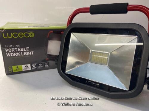 *LUCECO PORTABLE SLIMLINE LED WORK LIGHT, 38 WATTS, BLACK AND RED / NO POWER [3001]
