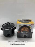 *CROCK-POT CSC080 SLOW COOKER, CERAMIC BOWL, 100 W, 1.8 LITERS, BLACK / NO POWER / DENTED / MINIMAL SIGNS OF USE [3003]