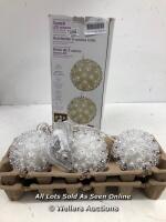 5 INCHES (14CM) INDOOR / OUTDOOR WARM WHITE SPHERES WITH 150 LED LIGHTS - 3 PACK / NO POWER / WITHOUT UK PLUG ADAPTER [3007]