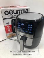 *GOURMIA 5.7L DIGITAL AIR FRYER WITH 12 ONE TOUCH COOKING FUNCTIONS / POWERS UP / APPEARS FUNCTIONAL / APPEARS NEW, OPEN BOX [3007]