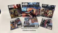 New Hasbro Disney era Star Wars toys including Imperial Speeder, First Order Snowtrooper with Snap Wexley, Sidon Ithano with Quiggold, Moroff with Scarif Stormtrooper, Imperial Ground Crew and Darth Vader (5)