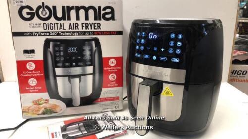 *GOURMIA 5.7L DIGITAL AIR FRYER WITH 12 ONE TOUCH COOKING FUNCTIONS / USED / POWERS UP - NOT FULLY TESTED FOR FUNCTIONALITY [3009]