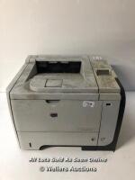 *HP PRE-OWNED PRINTER MODEL BOISB-0804-00 (CE528A) / POWERS UP, NOT FULLY TESTED FOR FUNCTIONALITY / WITHOUT POWER CABLE [266-11/11]