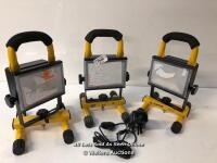 *3X LAP 10W RECHARGEABLE LED WORKLIGHT AND ONE CHARGER / UNTESED CUSTOMER RETURN