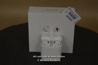 *APPLE AIRPODS 2ND GEN MV7N2ZMA WITH CHARGING CASE / MAY REQUIRE CHARGE / NO POWER / UN-TESTED [2969]