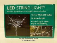*20M LED STRING LIGHTS (WHITE) / POWERS UP / OPEN BOX [3026]