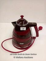 *DELONGHI RED AVVOLTA CLASS KETTLE / POWERS UP, NOT FULLY TESTED FOR FUNCTIONALITY [2971]