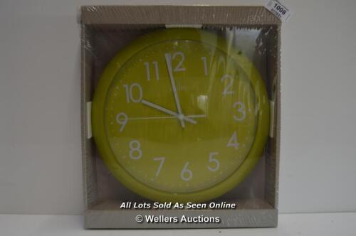 ACCTIM ABINGDON LIME GREEN WALL CLOCK,QUARTZ, ANALOGUE. / APPEARS TO BE NEW - OPENED BOX