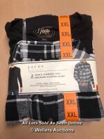 *GENTS NEW JACHS THERMAL TOP AND BRUSHED FLANNEL BLACK CHECK SHIRT - XXL