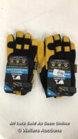 *2X WELLS LAMONT HYDRAHYDE LEATHER WORK GLOVES / MED